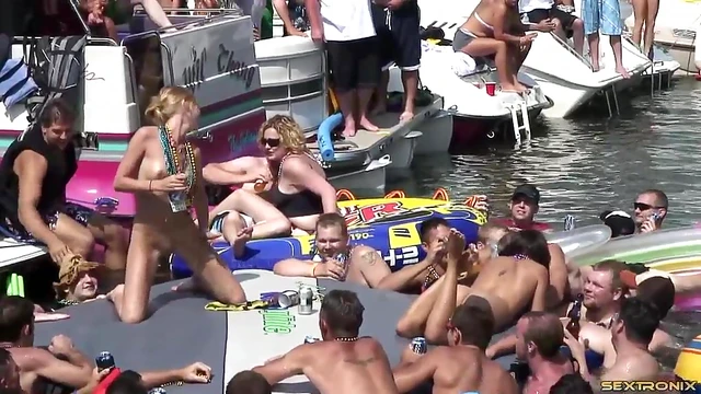 Lesbian Amateurs Play by the Lake While Guys Watch Excitedly Nearby