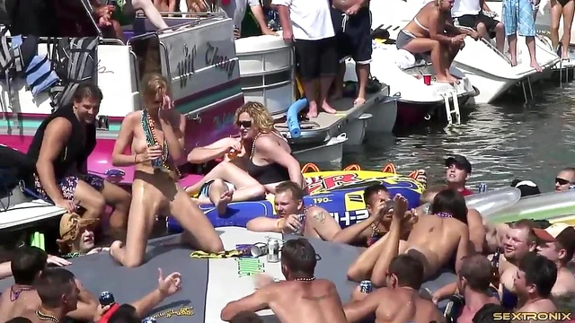 Lesbian Amateurs Play by the Lake While Guys Watch Excitedly Nearby