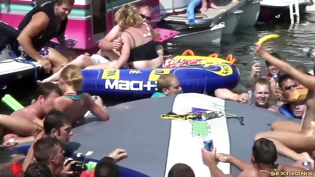 Lesbian Amateurs Play by the Lake While Guys Watch Excitedly Nearby