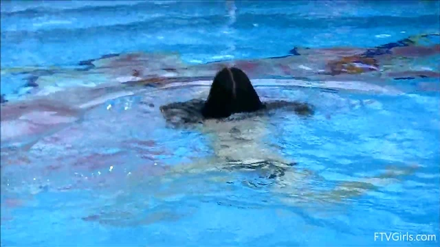 Skimpy Swimsuit Girls Take Sultry Public Poolside Dip Together