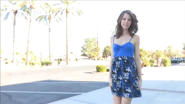 Slim Allie Lifts Dress Outdoors Rubbing Pussy Sensually