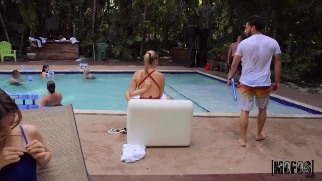 Neighbor Molly Gives Footjob then Rides His Hard Cock Deeply