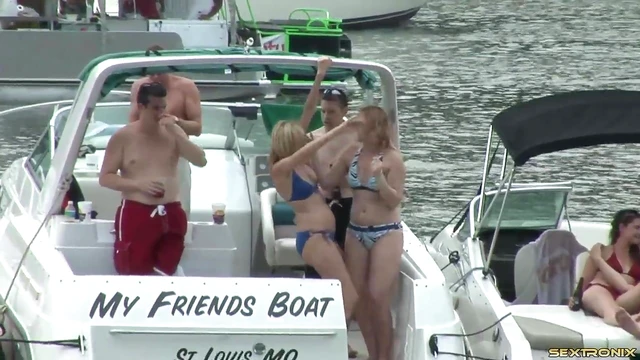 College Girls Show Off Tits Boldly On Party Boats For Hot Action