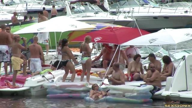 College Girls Show Off Tits Boldly On Party Boats For Hot Action