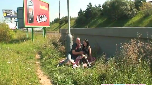 Seductive Teen Tempts Mature Man, Nailing Him Passionately Outdoors