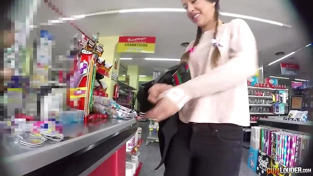 Angie White Gets Roughed Up By Muscular Guy In Dressing Room