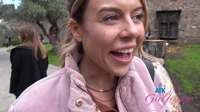 Naughty Wife Fingers Outdoors While Hubby Watches Excitedly