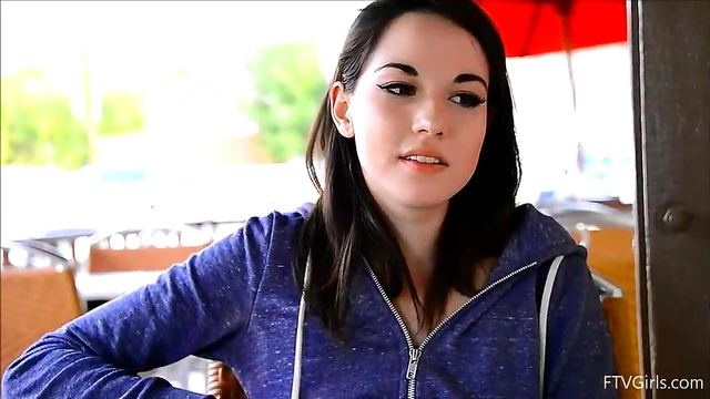 Seductive Brunette Teases Herself Explicitly While at Busy Cafe