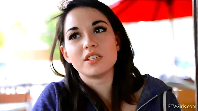 Seductive Brunette Teases Herself Explicitly While at Busy Cafe