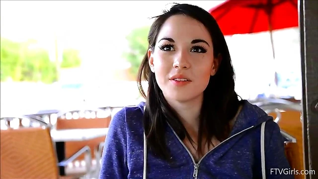 Seductive Brunette Teases Herself Explicitly While at Busy Cafe