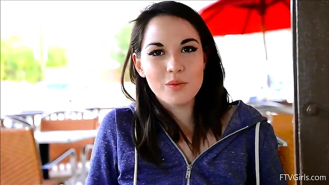 Seductive Brunette Teases Herself Explicitly While at Busy Cafe