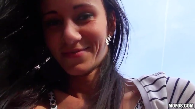 Brunette with Long Hair Gives Cute Handjob Before Getting Pounded Hard