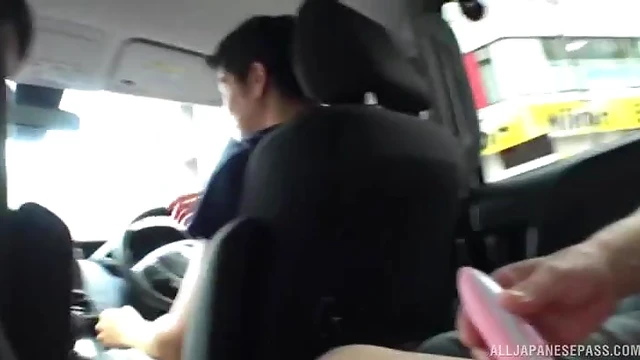 Shy Japanese Model Fujie Opens Up Wide in Car for Passionate Ride