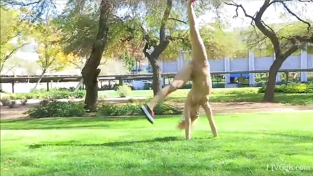 Sensational Blonde Teen Seduces by Stripping Teasingly in Busy Streets