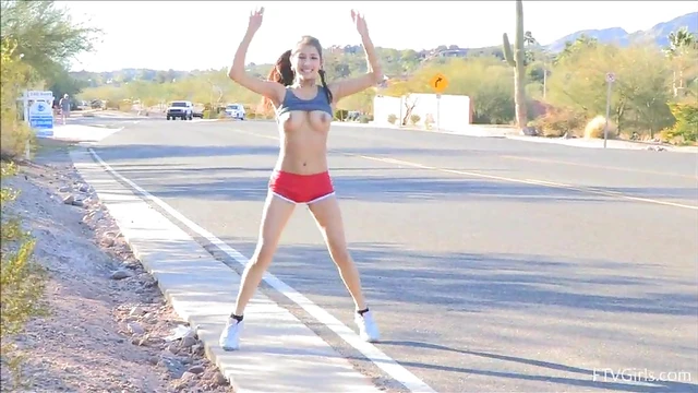 Feisty Megan Wanders Nude Showing Off Her Plump Breasts Naturally