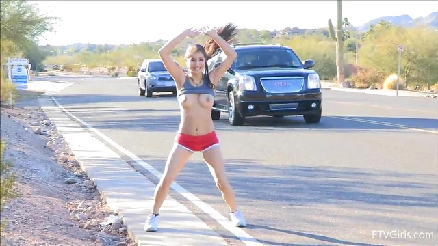 Feisty Megan Wanders Nude Showing Off Her Plump Breasts Naturally