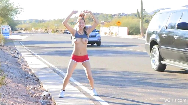 Feisty Megan Wanders Nude Showing Off Her Plump Breasts Naturally