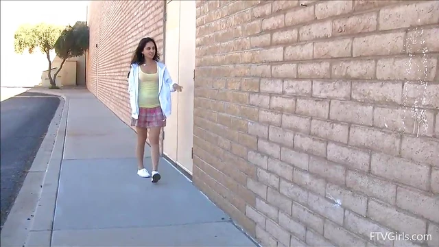 Trinity's Adorable Brunette Pussy Fingering Show Excites Public Desire