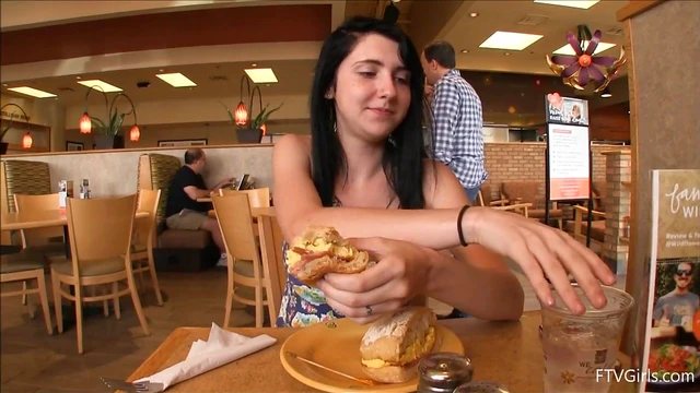 Dark-Haired Lexi Plays Naughty Games with Vegetables at Public Store