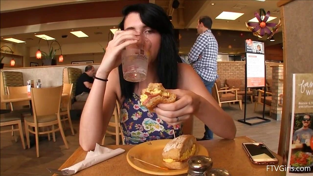 Dark-Haired Lexi Plays Naughty Games with Vegetables at Public Store