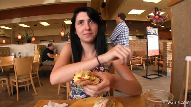 Dark-Haired Lexi Plays Naughty Games with Vegetables at Public Store