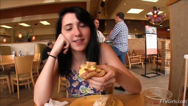 Dark-Haired Lexi Plays Naughty Games with Vegetables at Public Store