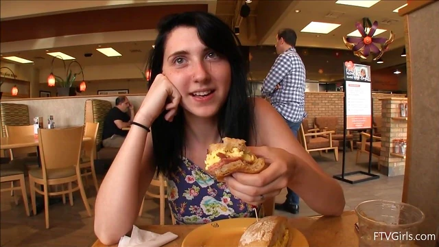 Dark-Haired Lexi Plays Naughty Games with Vegetables at Public Store