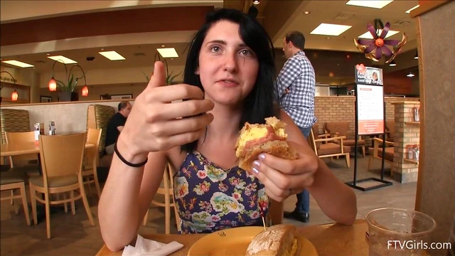 Dark-Haired Lexi Plays Naughty Games with Vegetables at Public Store