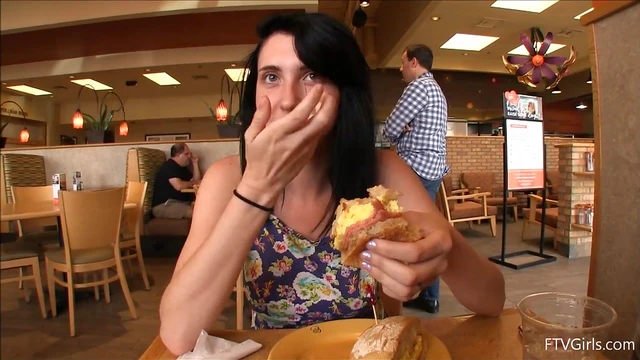 Dark-Haired Lexi Plays Naughty Games with Vegetables at Public Store