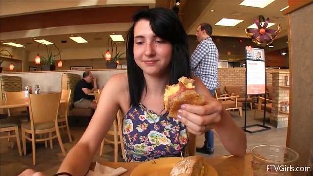 Dark-Haired Lexi Plays Naughty Games with Vegetables at Public Store