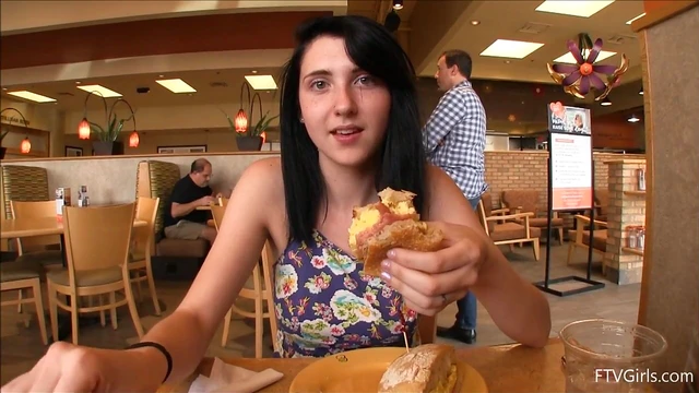 Dark-Haired Lexi Plays Naughty Games with Vegetables at Public Store