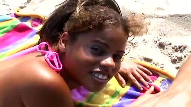 Sexy Latina with Big Tits & Hot Ass Seduces Him at the Beach Piercing Sunlight