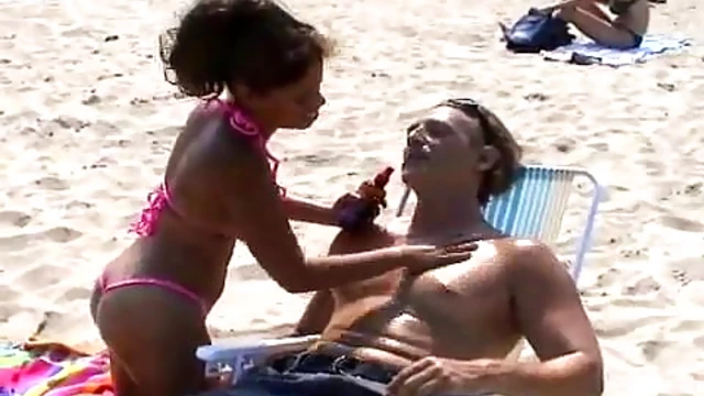 Sexy Latina with Big Tits & Hot Ass Seduces Him at the Beach Piercing Sunlight