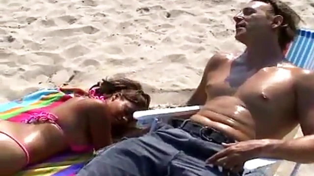 Sexy Latina with Big Tits & Hot Ass Seduces Him at the Beach Piercing Sunlight