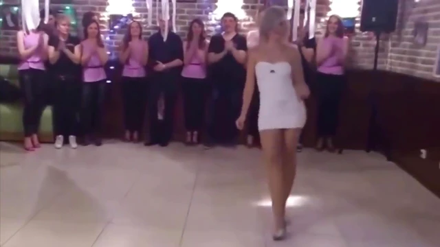 Sexy Blonde in Tight Dress Dances Sultrily at Hot Porn Party Night