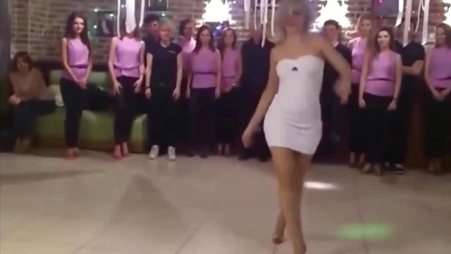 Sexy Blonde in Tight Dress Dances Sultrily at Hot Porn Party Night