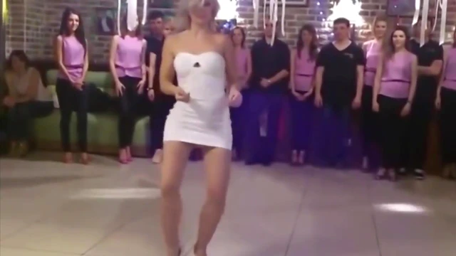 Sexy Blonde in Tight Dress Dances Sultrily at Hot Porn Party Night