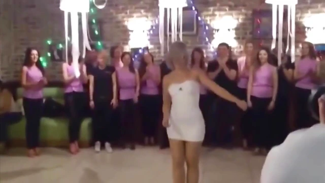 Sexy Blonde in Tight Dress Dances Sultrily at Hot Porn Party Night