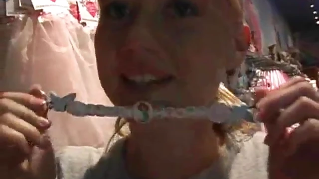 Blond Bombshell Alison Angel Shows Off Her Goods at the Store