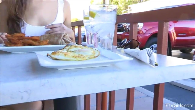 Sensuous Carlie Flashes Her Tits & Shaved Pussy In Public For Your Pleasure