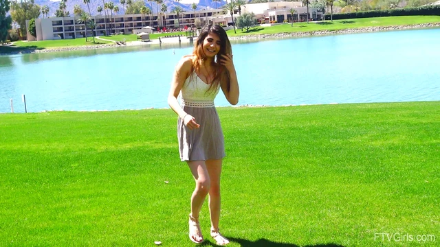 Passionate Amateur Brunette Alyssa Lifts Skirt Publicly for Seductive Action