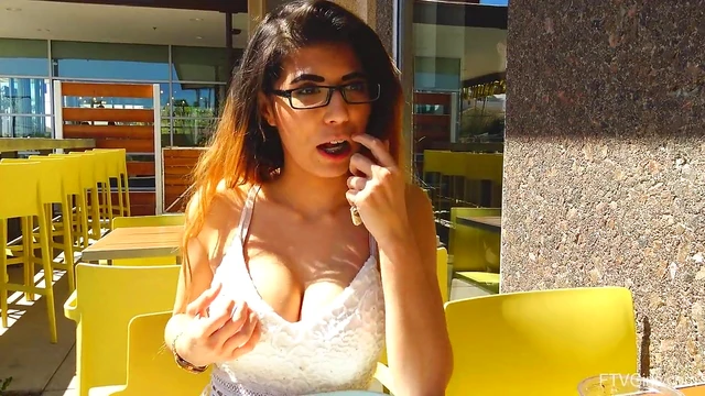 Passionate Amateur Brunette Alyssa Lifts Skirt Publicly for Seductive Action