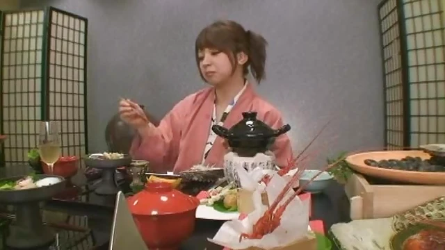 Adorable Japanese Brunette Loves Being Fucked by Two Cocks Simultaneously