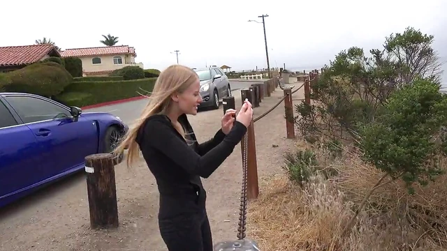 Blond Amateur Paris White Shows Off Small Tits Outdoors Seductively