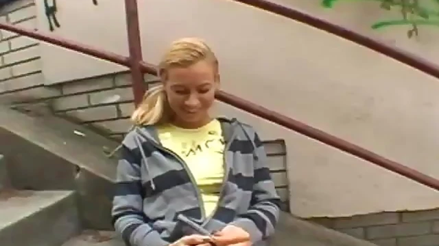 Blonde Teen Boldly Displays Her Nude Body and Wet Pussy Outdoors Freely