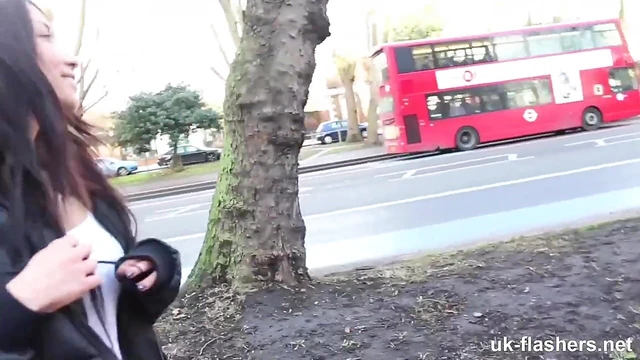 Hot Brunette Girlfriend Moans Loudly During Public Pleasure