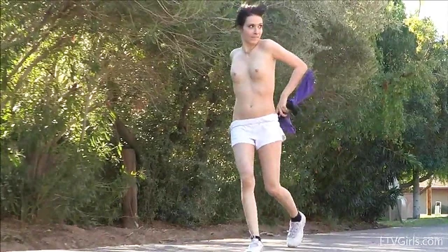 Fit Aiden Fingers Her Pussy Sensually Post-Jog on Park Bench