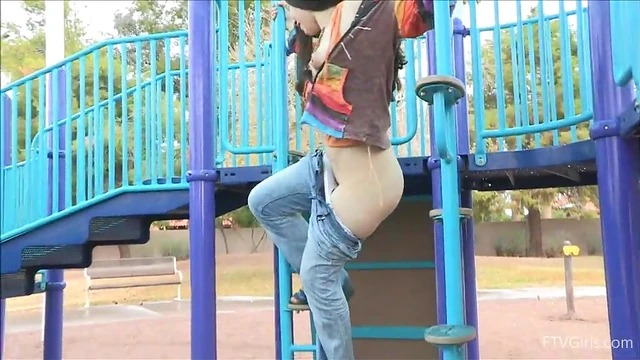 Sultry Nadine Exposes Her Curves on a Public Playground