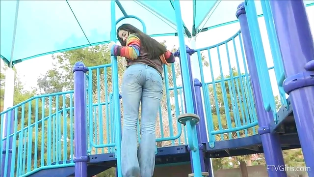 Sultry Nadine Exposes Her Curves on a Public Playground
