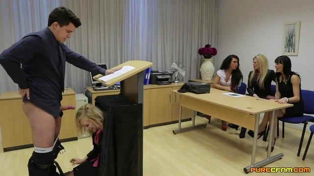 Axa Jay Secretly Gives Blowjob During Business Presentation